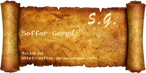 Seffer Gergő névjegykártya