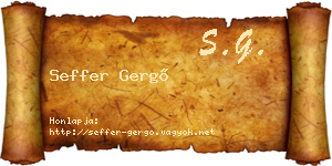 Seffer Gergő névjegykártya